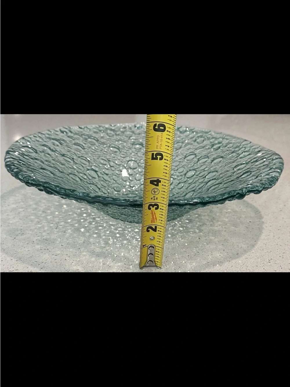 Decorative Textured Glass bowl- Clear Sea Glass Finish